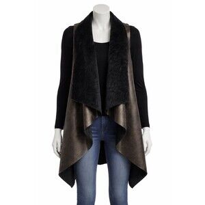 Marisa Kenson Collection Lightweight Drape Vest Black Brown Sleeveless SM/MD